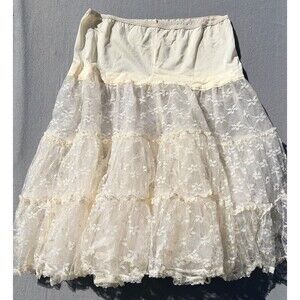 Vintage Petticoat Full Skirt Crinoline White Netting 3 Tiered Slip Retro 1950s